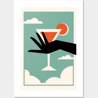 Retro print, Martini, Cocktail print, Aesthetic art, Vintage art, Martini glass, Mid century modern Posters and Art